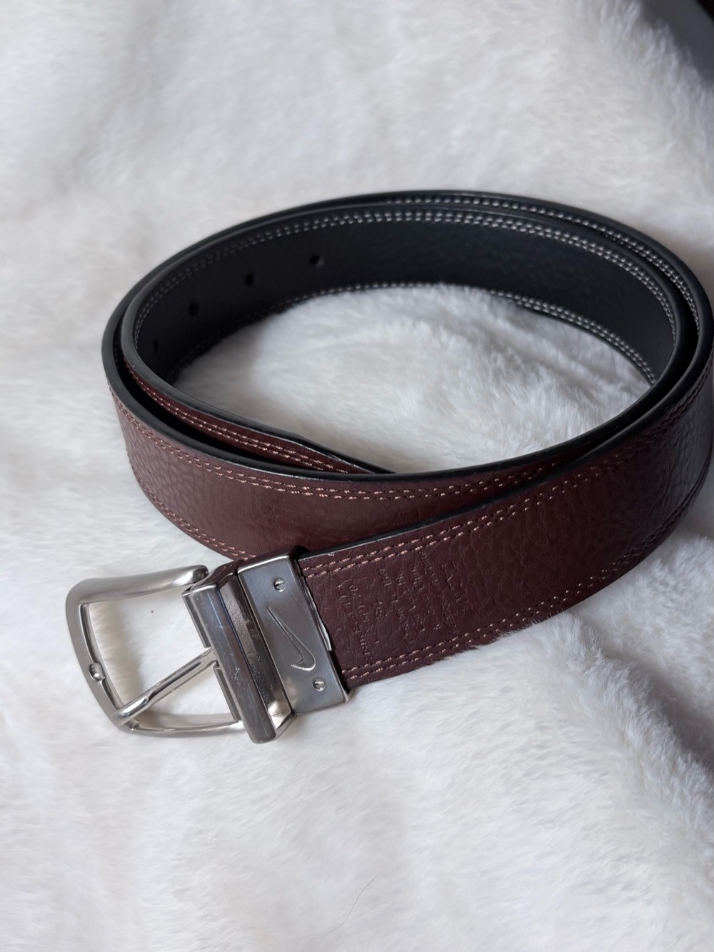 Nike Men's Brown and Black Reversible Leather Belt